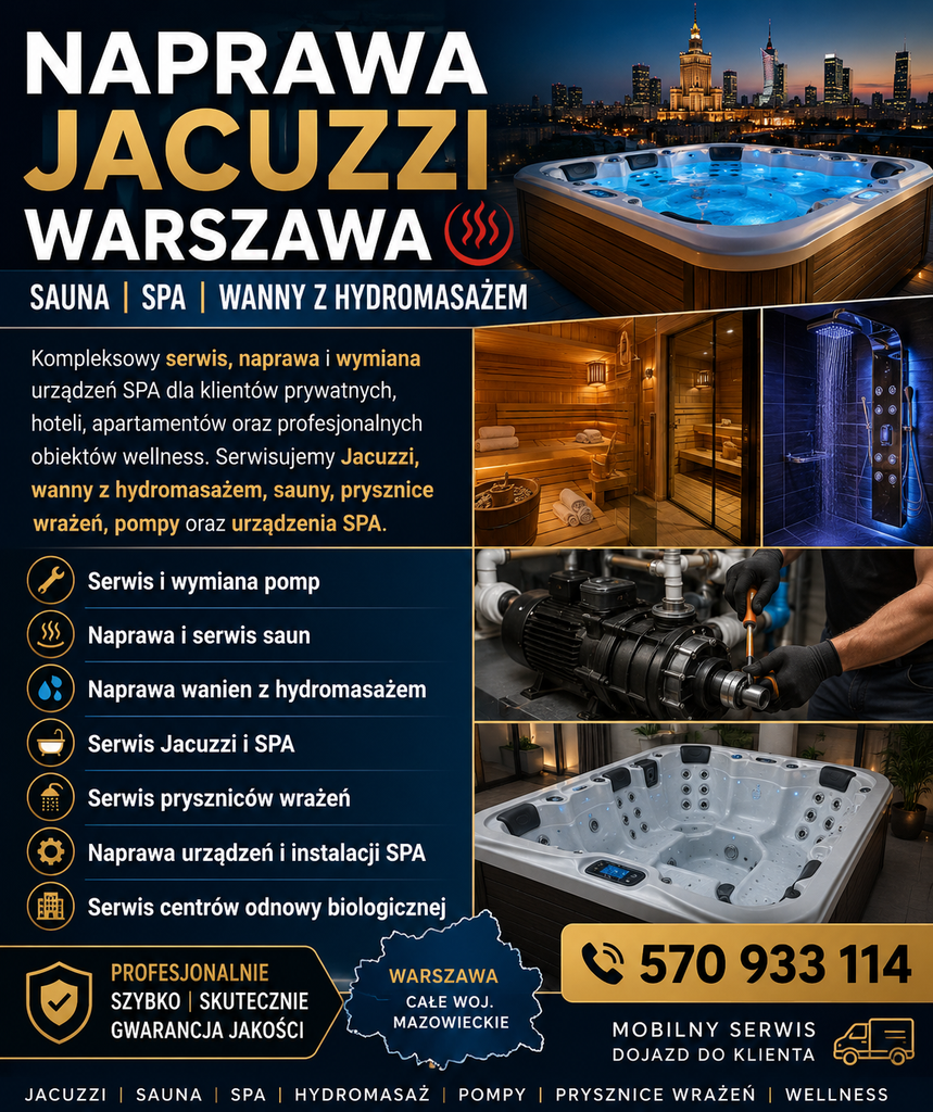 Jak naprawiamy Sauny i Jacuzzi w Warszawie Zadzwoń do nas dowiedz się i zamów nasz serwis do swojej wanny i SPA